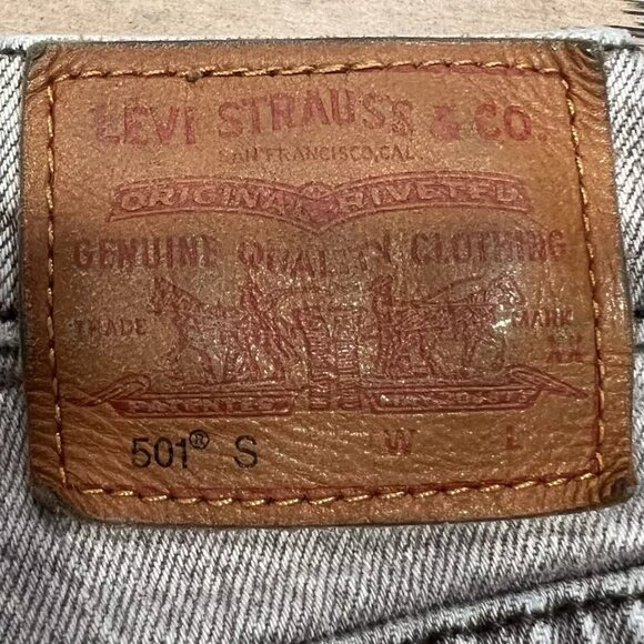 LEVI'S 501 S Men's Jeans Grey Skinny Straight Leg‎ Button Fly Vintage Wash 25X29 - Picture 12 of 15